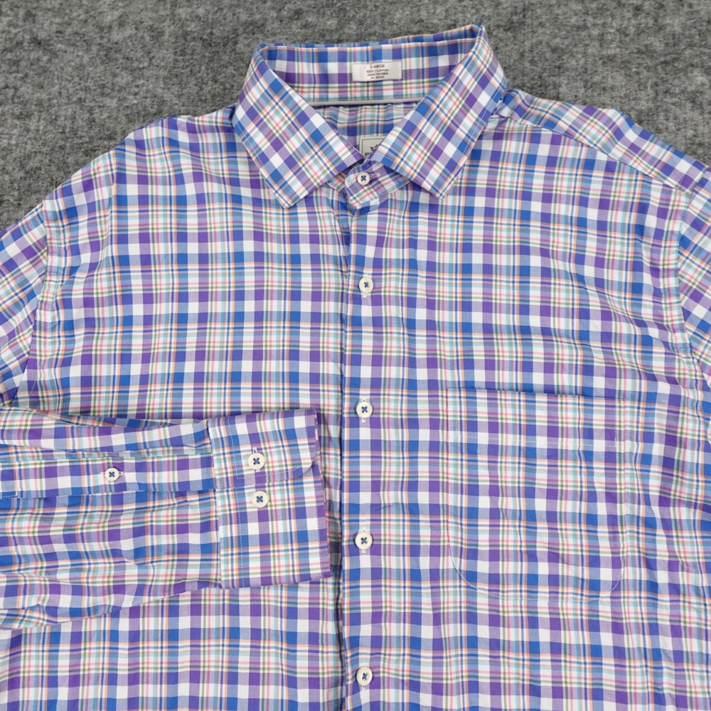 Peter Millar Shirt Mens Large Multicolor Plaid Button Down‎ Casual Dress Cotton